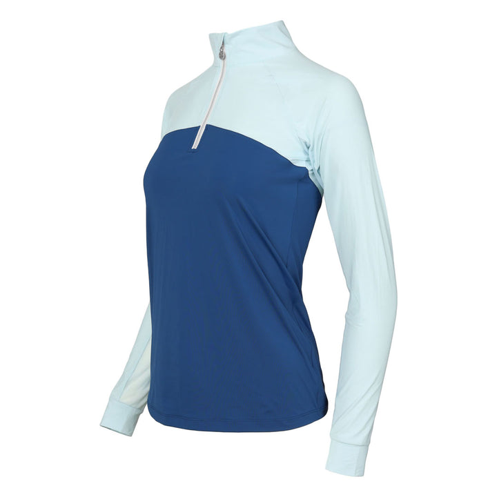 Dapplebay Lady 1/4 Zip Riding Top-Light Blue/Navy