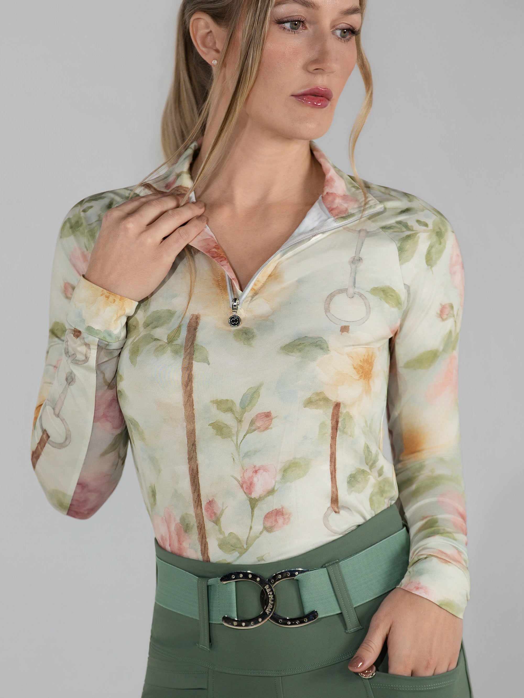 トップス Yard Dapplebay Vintage Floral 1/4 Zip LS Riding Top