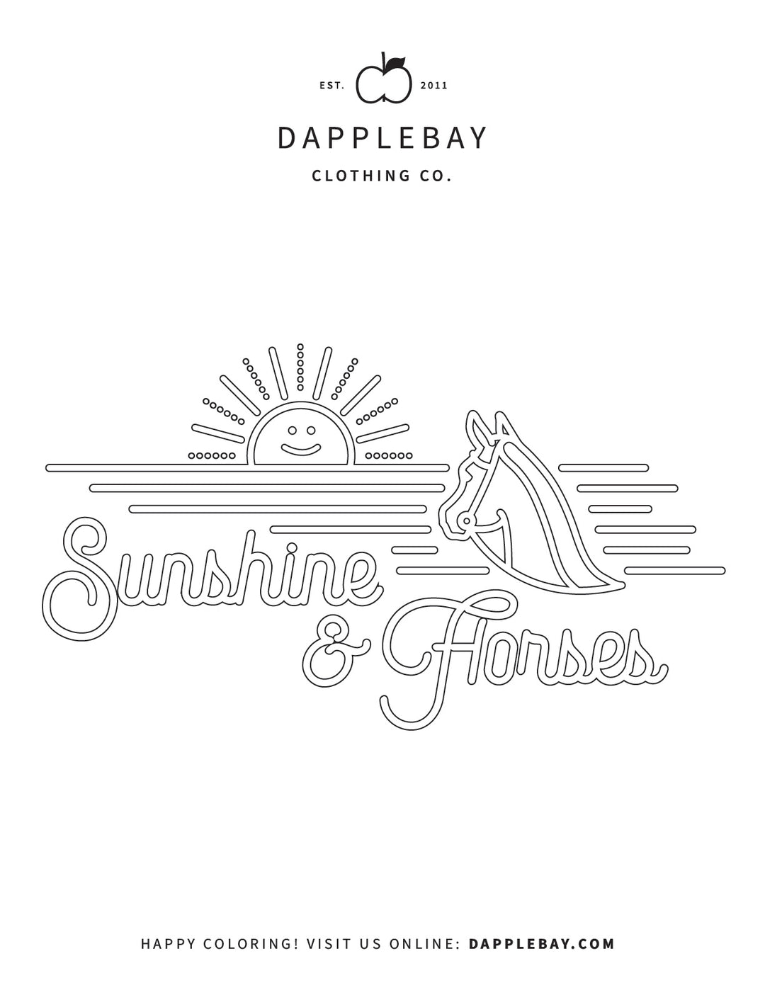 Coloring Page - Sunshine & Horses