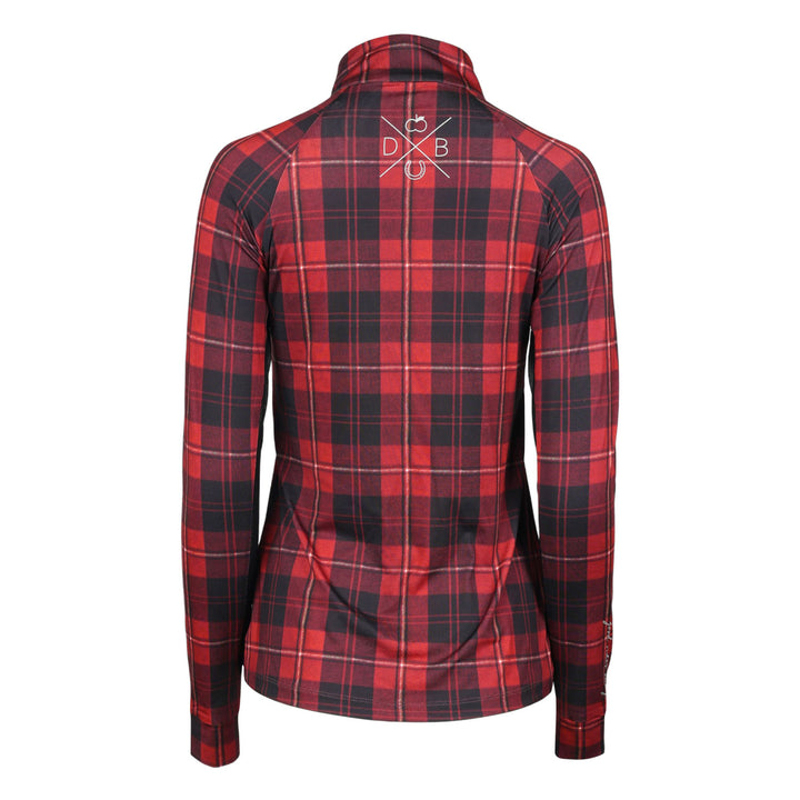 Dapplebay Holiday Plaid 1/4 Zip Light Riding Top-RED-Dapplebay.com