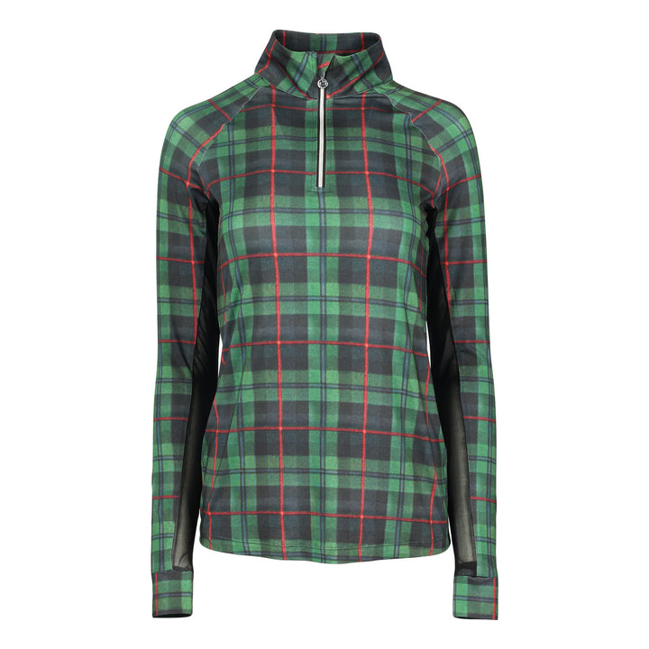 Dapplebay Holiday Plaid 1/4 Zip Light Riding Top-Green-Dapplebay.com