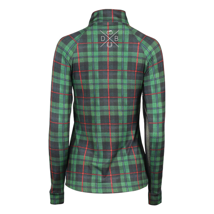 Dapplebay Holiday Plaid 1/4 Zip Light Riding Top-Green-Dapplebay.com