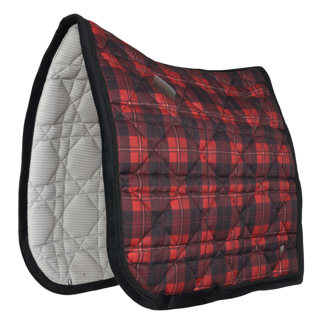 Dapplebay Holiday Plaid Dressage Saddle Pad - Red