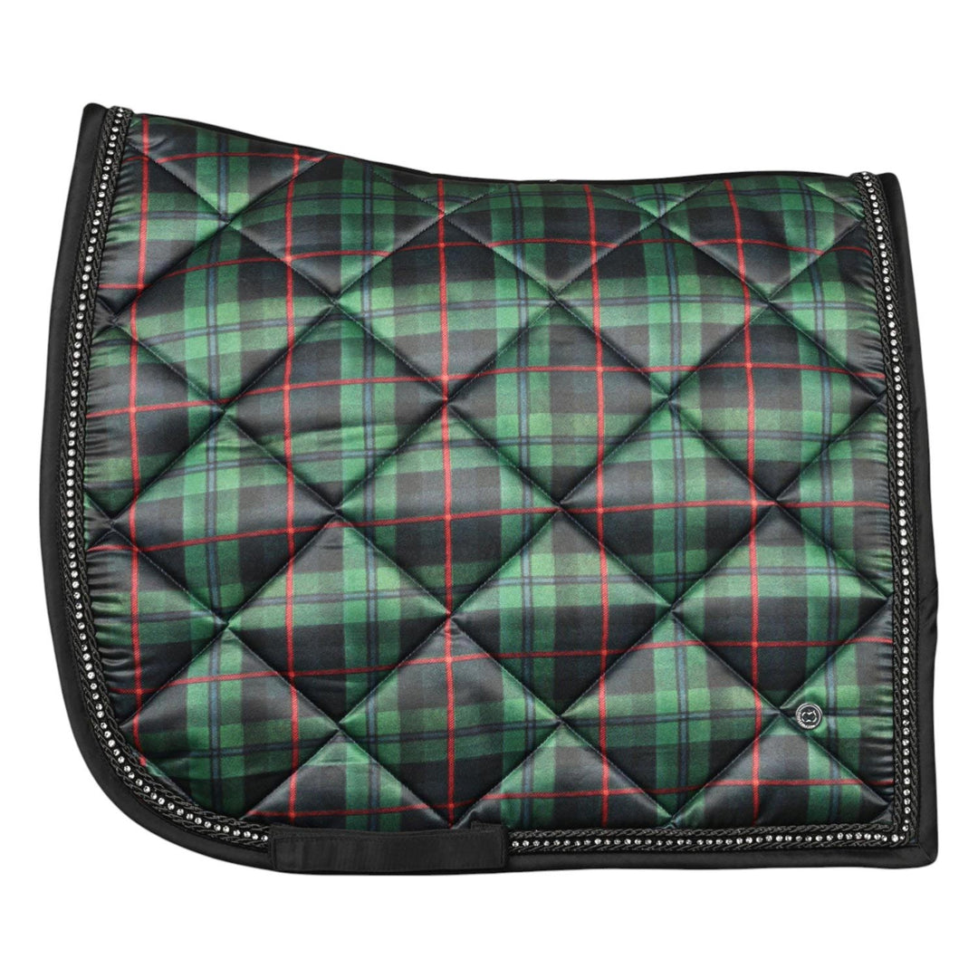 Dapplebay Holiday Plaid Dressage Saddle Pad-GREEN-Dapplebay.com