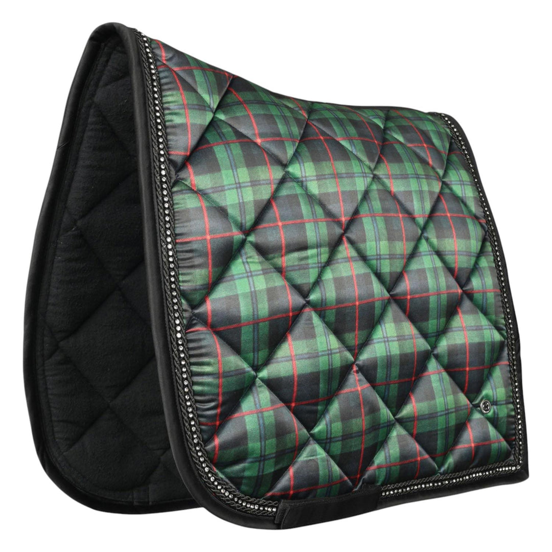 Dapplebay Holiday Plaid Dressage Saddle Pad-GREEN-Dapplebay.com