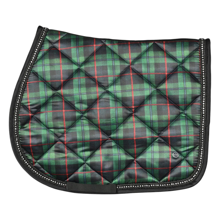 Dapplebay Holiday Plaid Pony Saddle Pad-GREEN-Dapplebay.com