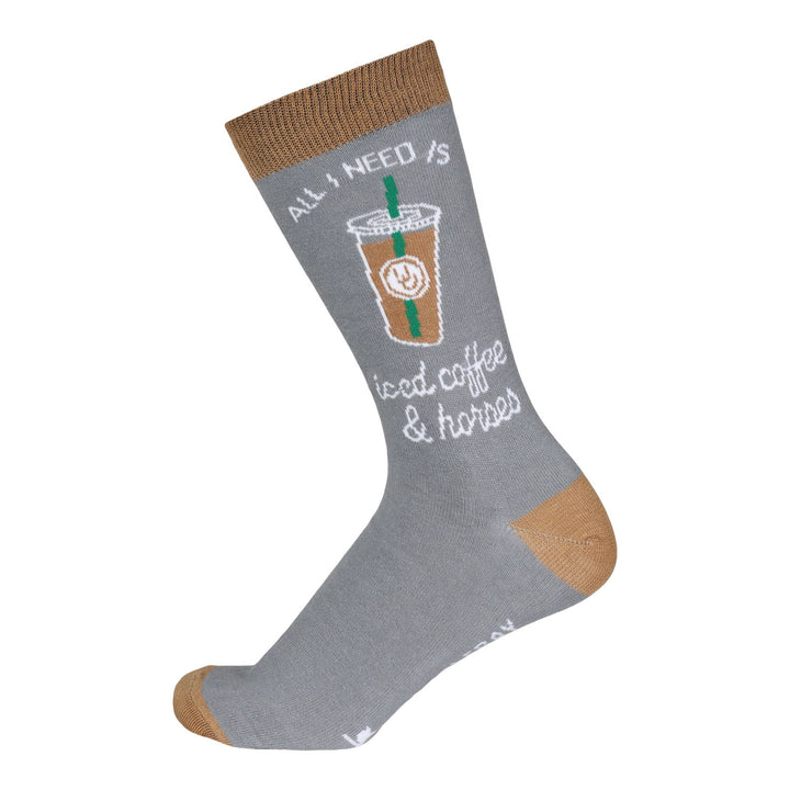 Dapplebay Knit Crew Socks - Iced Coffee & Horses