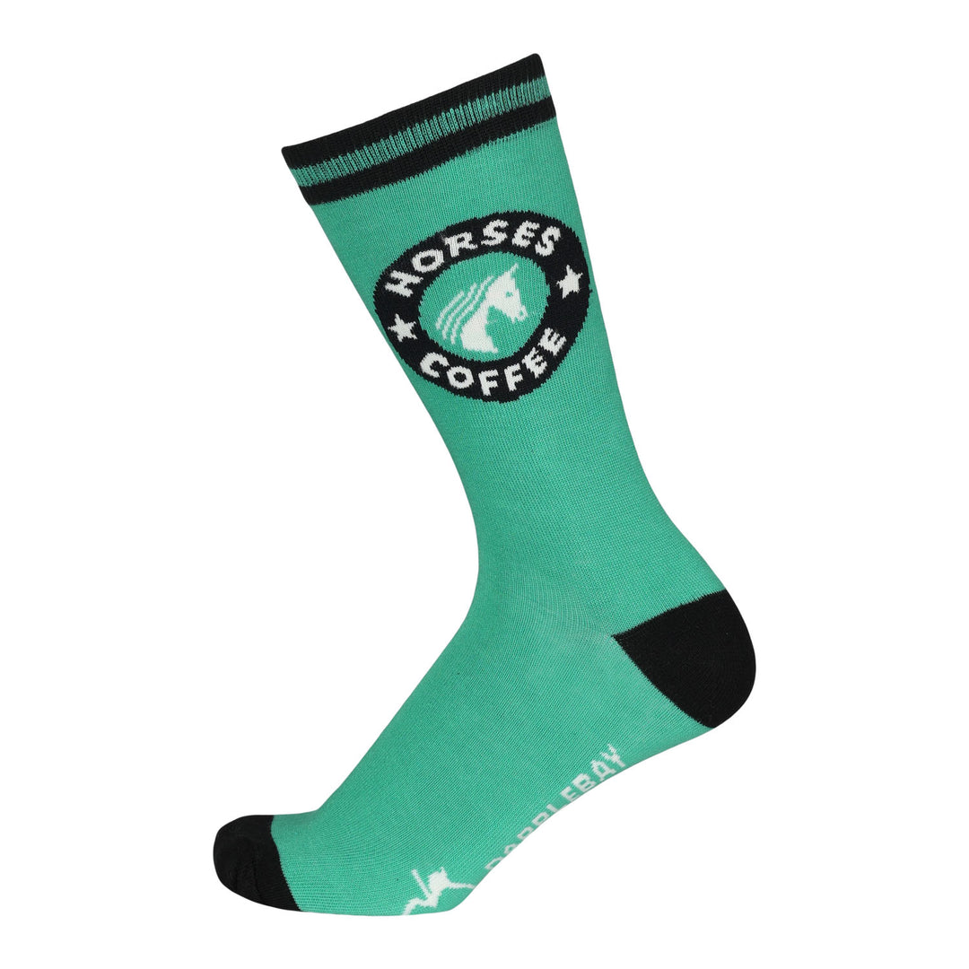 Dapplebay Knit Crew Socks - Horses & Coffee