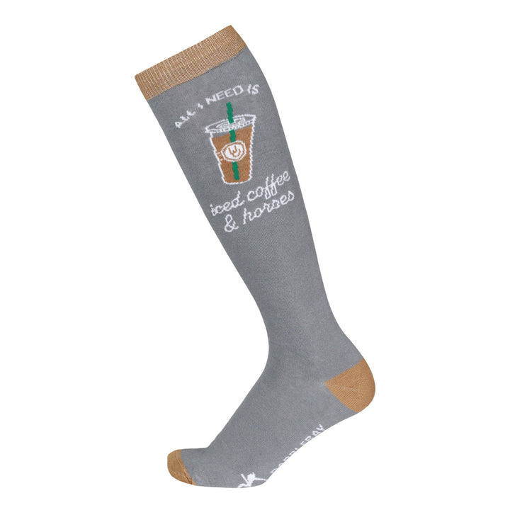 Dapplebay Knit Boot Socks - Iced Coffee & Horses