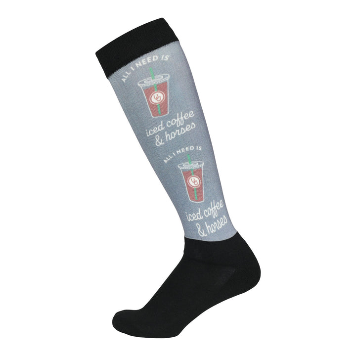 Dapplebay Slick Boot Socks - Iced Coffee & Horses