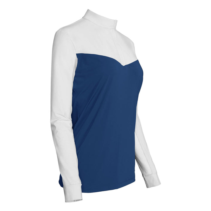 Dapplebay Lady 1/4 Zip Show Top-White/Navy