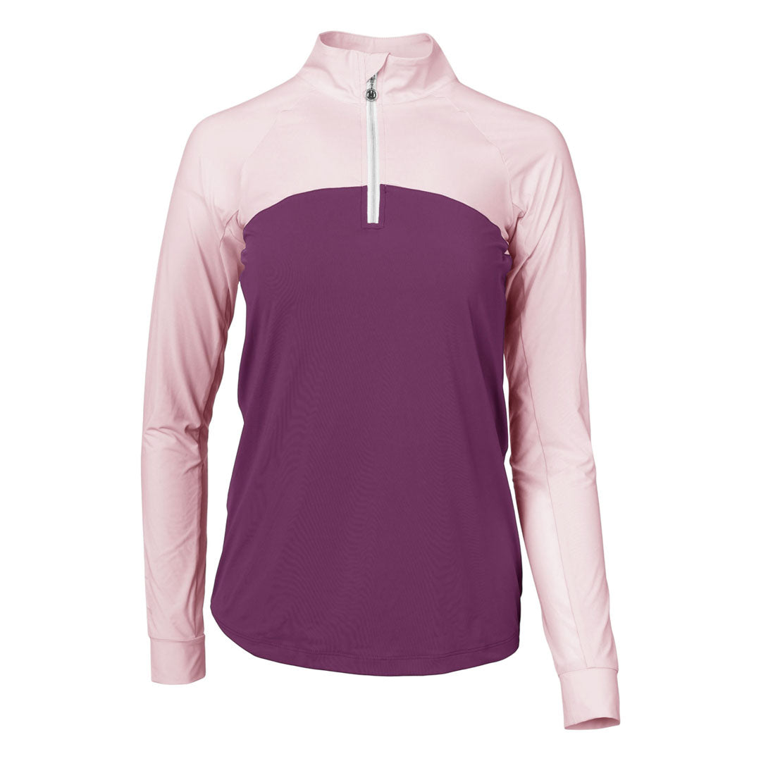 Dapplebay Lady 1/4 Zip Riding Top-Light Pink/Plum