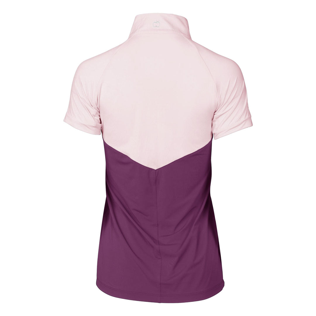 Dapplebay Lady 1/4 Zip Riding Top - Short Sleeve-Light Pink/Plum