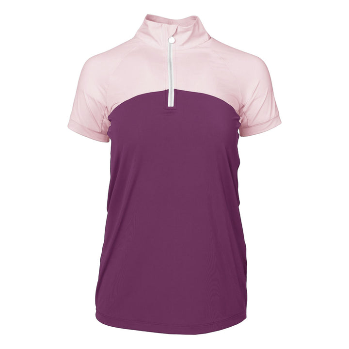 Dapplebay Lady 1/4 Zip Riding Top - Short Sleeve-Light Pink/Plum