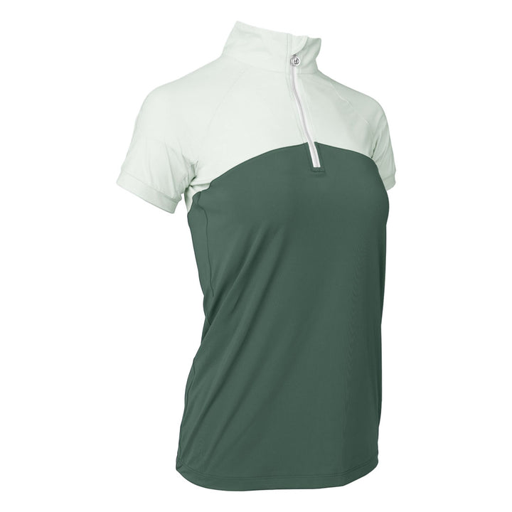 Dapplebay Lady 1/4 Zip Riding Top - Short Sleeve-Light Teal/Evergreen