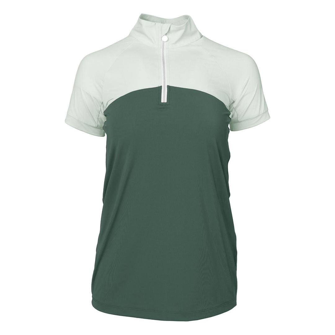 Dapplebay Lady 1/4 Zip Riding Top - Short Sleeve-Light Teal/Evergreen