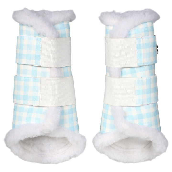 Dapplebay Gingham Brush Boots-Blue/White