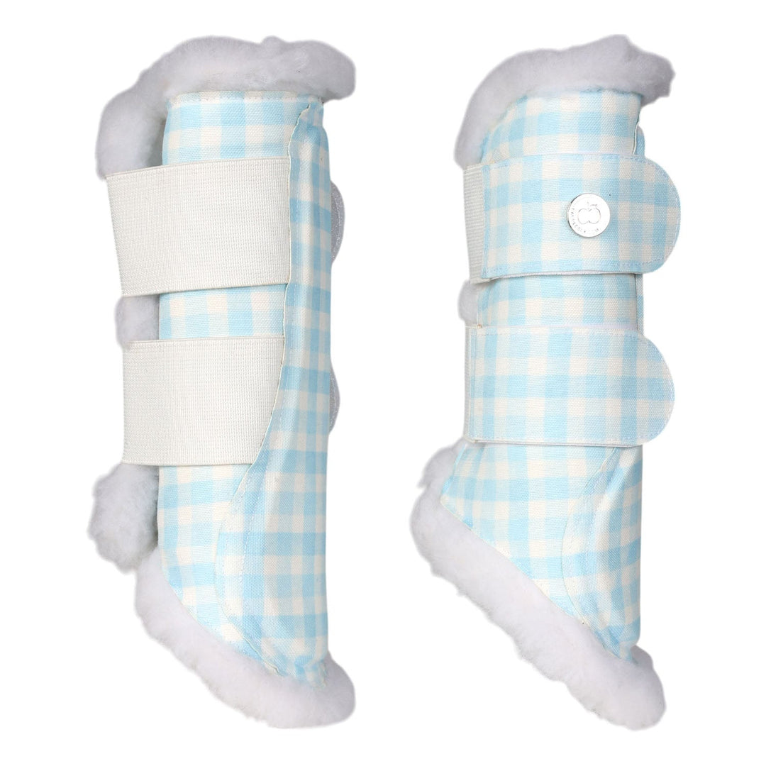 Dapplebay Gingham Brush Boots-Blue/White