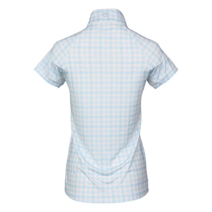 Dapplebay Gingham 1/4 Zip Riding Top - Short Sleeve-Blue/White