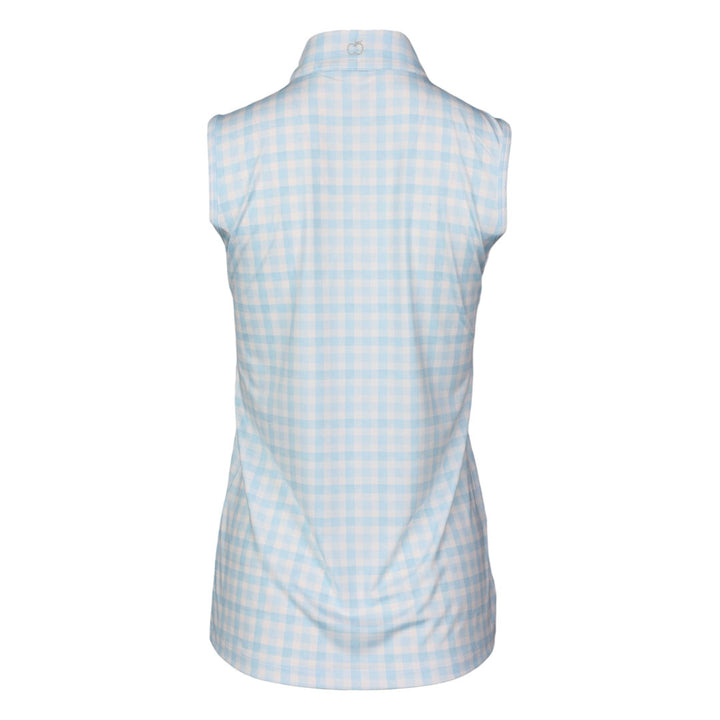 Dapplebay Gingham 1/4 Zip Riding Top - Sleeveless-Blue/White