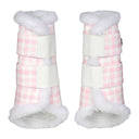 Dapplebay Gingham Brush Boots-Pink/White