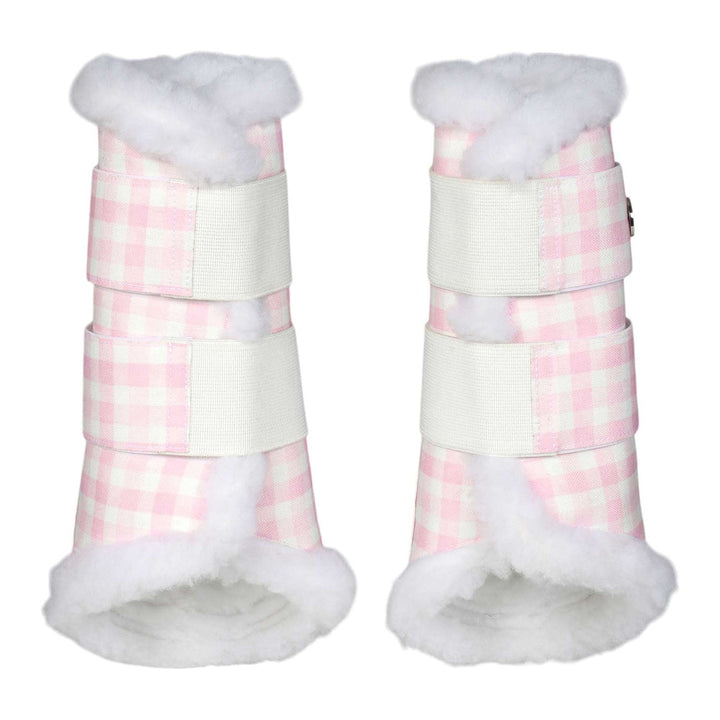 Dapplebay Gingham Brush Boots-Pink/White