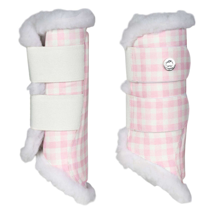 Dapplebay Gingham Brush Boots-Pink/White