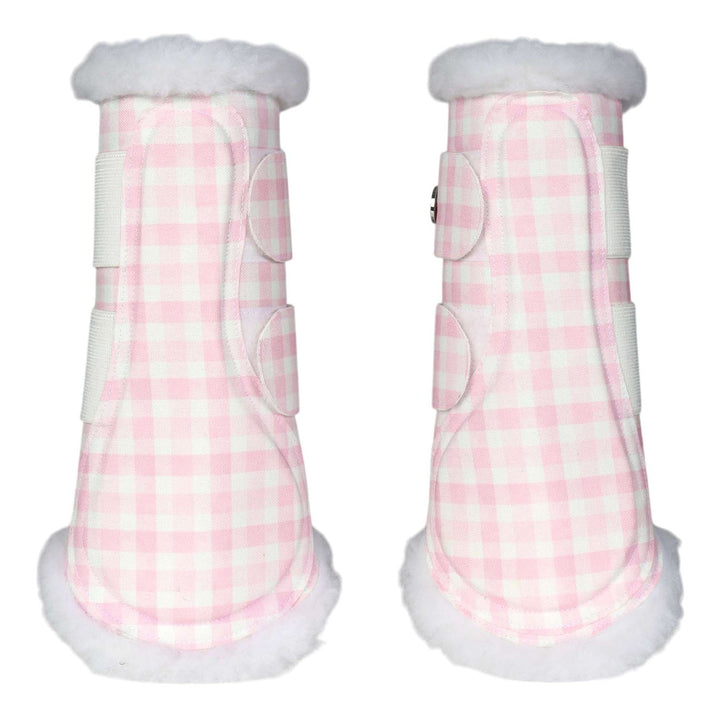 Dapplebay Gingham Brush Boots-Pink/White