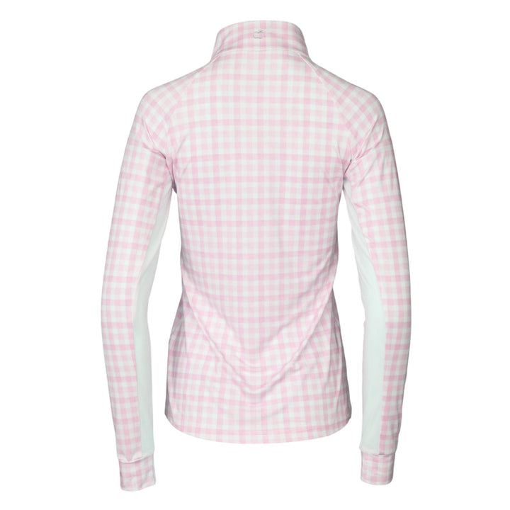 Dapplebay Gingham 1/4 Zip Riding Top - Long Sleeve-Pink/White