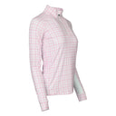 Dapplebay Gingham 1/4 Zip Riding Top - Long Sleeve-Pink/White