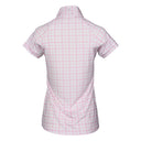 Dapplebay Gingham 1/4 Zip Riding Top - Short Sleeve-Pink/White