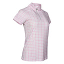 Dapplebay Gingham 1/4 Zip Riding Top - Short Sleeve-Pink/White