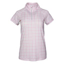Dapplebay Gingham 1/4 Zip Riding Top - Short Sleeve-Pink/White