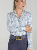 Dapplebay Equestrian Toile 1/4 Zip LS Riding Top-Moonrise