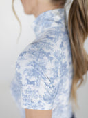 Dapplebay Equestrian Toile 1/4 Zip SS Riding Top-Moonrise