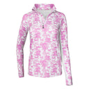 Dapplebay Equestrian Toile 1/4 Zip Light Riding Top - Long Sleeve-Rose/White