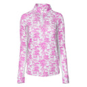 Dapplebay Equestrian Toile 1/4 Zip Light Riding Top - Long Sleeve-Rose/White
