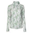 Dapplebay Equestrian Toile 1/4 Zip Light Riding Top - Long Sleeve-Green/White