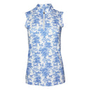 Dapplebay Equestrian Toile 1/4 Zip Light Riding Top - Sleeveless-Blue/White