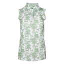 Dapplebay Equestrian Toile 1/4 Zip Light Riding Top - Sleeveless-Green/White