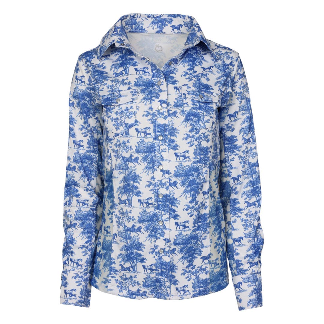 Dapplebay Equestrian Toile Button Down Western Shirt-Dapplebay.com