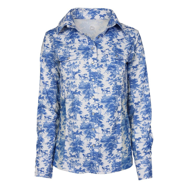 Dapplebay Equestrian Toile Button Down Western Shirt-Dapplebay.com