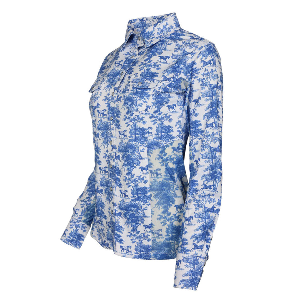 Dapplebay Equestrian Toile Button Down Western Shirt-Dapplebay.com