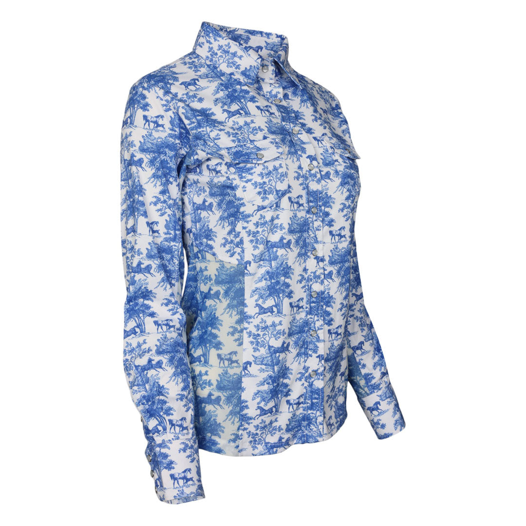 Dapplebay Equestrian Toile Button Down Western Shirt-Dapplebay.com
