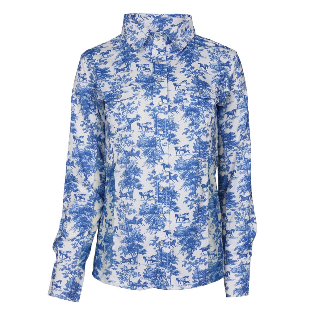Dapplebay Equestrian Toile Button Down Western Shirt-Dapplebay.com