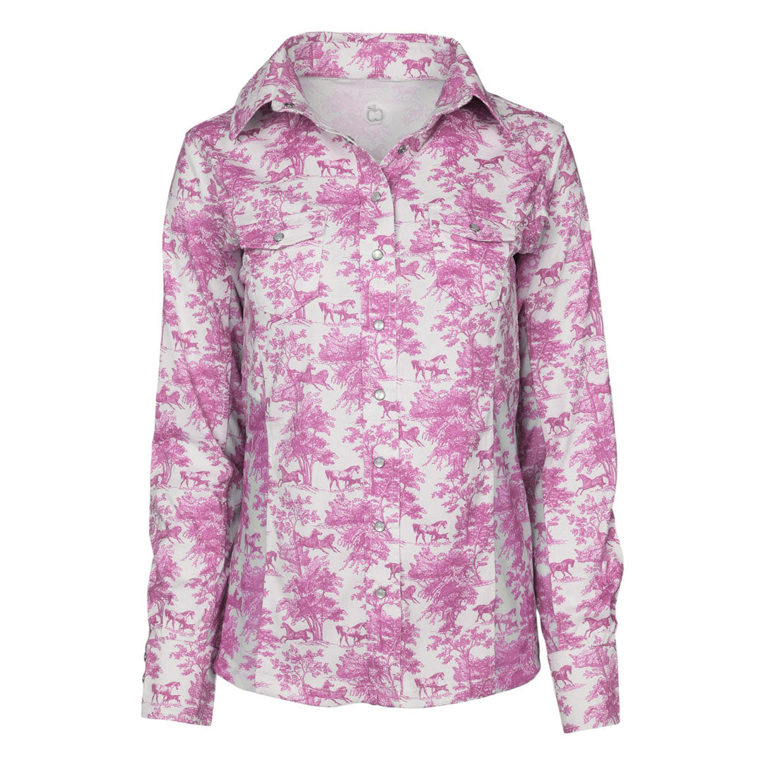 Dapplebay Equestrian Toile Button Down Western Shirt-Dapplebay.com