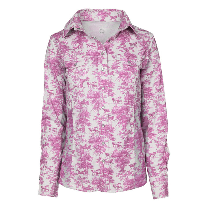Dapplebay Equestrian Toile Button Down Western Shirt-Dapplebay.com