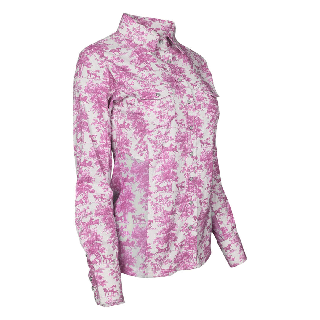 Dapplebay Equestrian Toile Button Down Western Shirt-Dapplebay.com
