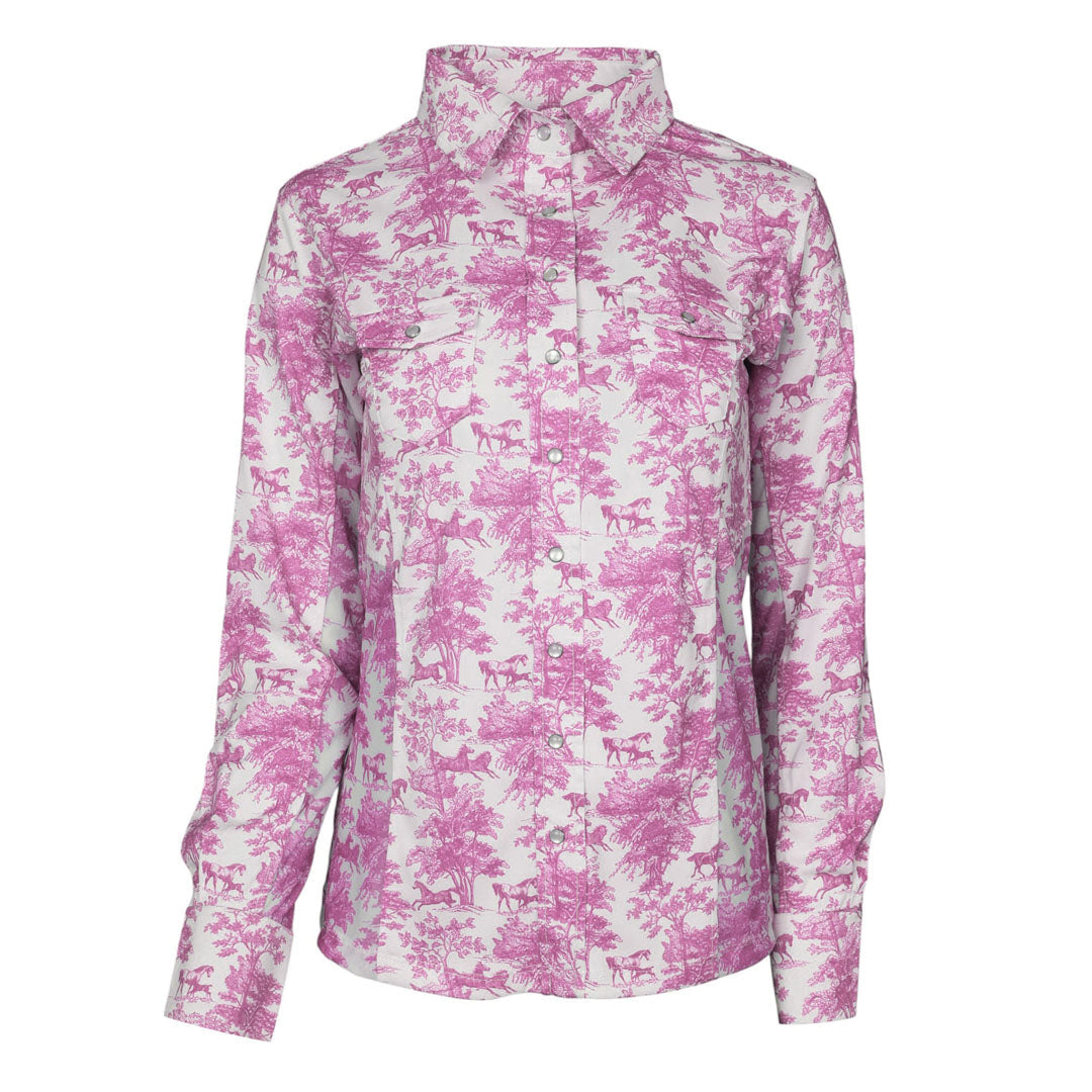 Dapplebay Equestrian Toile Button Down Western Shirt-Dapplebay.com