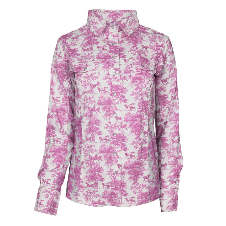 Dapplebay Equestrian Toile Button Down Western Shirt-Dapplebay.com